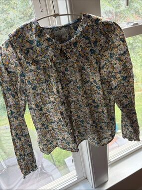 Liberty Floral Button-Front Long-Sleeve Top